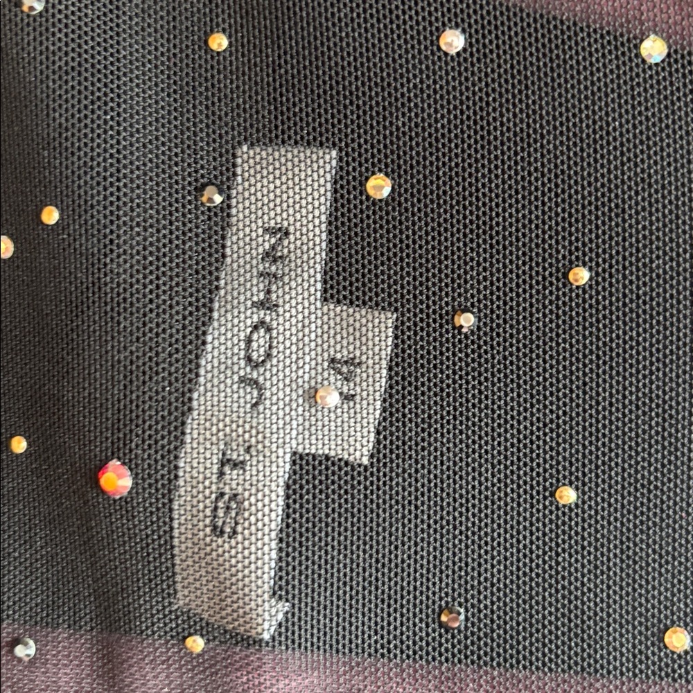 St. John Black ChiffonTop with Rainbow colored Swarovski Crystals